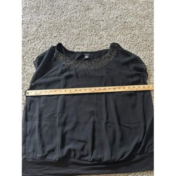 Torrid Blouse Women Plus Size 1X Black Beaded Neckline Sleeveless Overlay Top - Picture 7 of 11